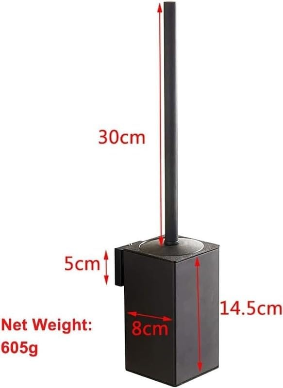 Wall Mount Toilet Brush and Holder Set Stainless Steel Square Toilet Bowl Cleaners Modern Toilet Brush Bathroom Accessories (Matte Black)