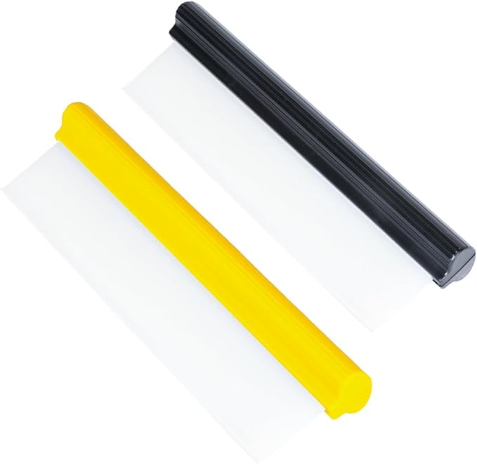 Car Squeegee,12 inch Silicone Squeegee, 2 Pack Automotive Water Wiper for Car Drying,Flexible T-Bar Water Blade for Car,Windshield,Glass,Window,Mirror,Bathroom,Auto Squeegee (Yellow+Black)