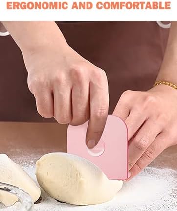 Pan Scraper, 5 Pcs Pot Scraper Plastic, Pot Scraper Non Scratch for Cast Iron, Pot and Pan Cleaning, Sturdy Scraper Kitchen Tool, Pink
