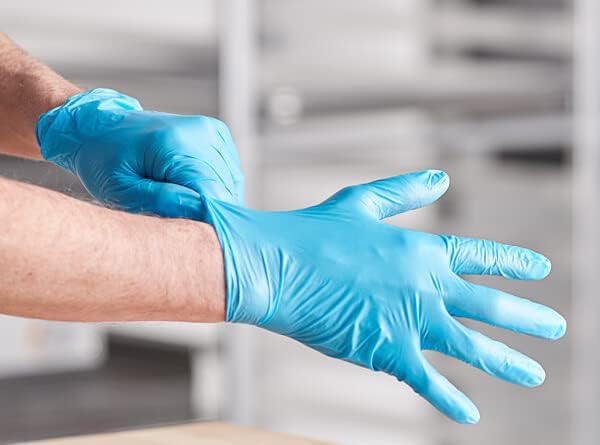LW Concept Blue Vinyl Exam Gloves for Medical/Food Safe/Cleaning/Handling Use Multipurpose Latex & Powder Free, 4.5 mil (LW4003, Large)