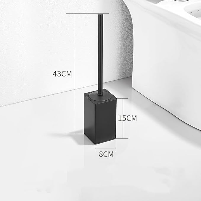 LSWYYP Toilet Bowl Brush Holder Square,Stainless Steel Square Wall Mounted Toilet Brush with Lid,Cleaning Toilet Brush Set for Bathroom,Black