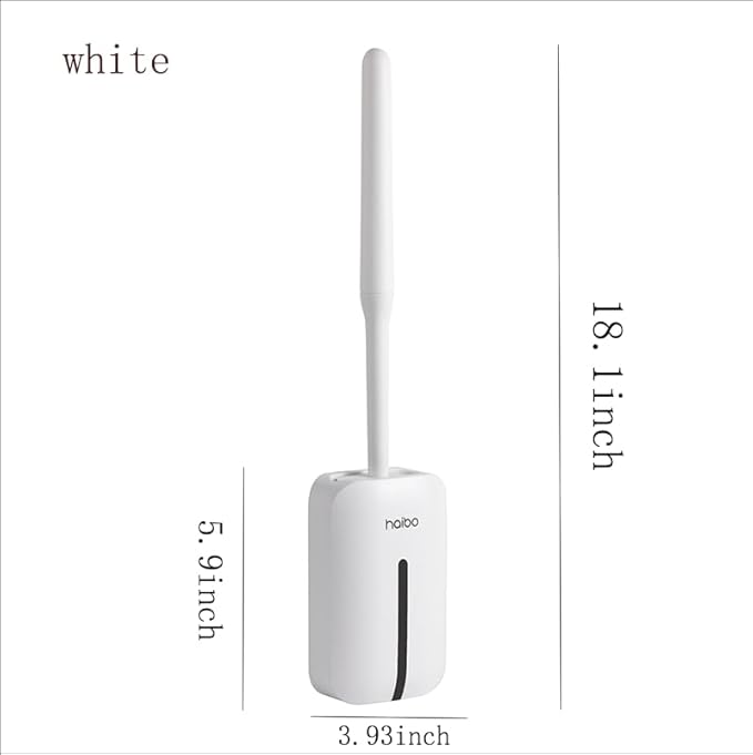 Compact Storage Toilet Brush and Holder Set Plunger,Bathroom Accessory Toilet Cleaning Brush, Ergonomic Handle, Deep Cleaning Toilet Bowl Brush Holder, with Hook for Wall Mounting, White