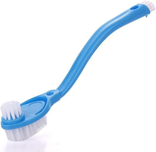 Household Cleaning Brushes Long Handle Double-Headed Shoes Cleaning Brushes Bathroom Kitchen Washing Tools (Blue)
