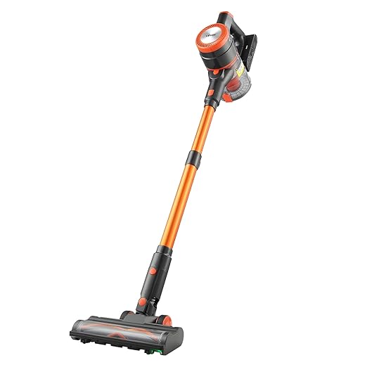 VEVOR Cordless Vacuum Cleaner, 40KPA Max Suction, Rechargeable Anti-Tangle Stick Vacuum with LED Display Screen, Lightweight Handheld Vac with 47mins Runtime for Home, Carpet, Pet Hair, Hard Floor