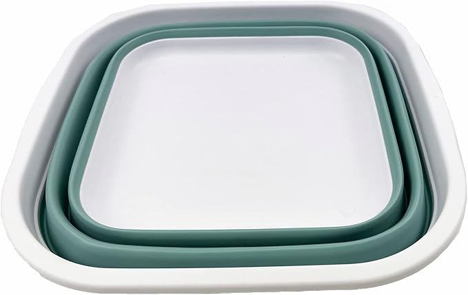 SAMMART 5.5L (1.4 Gallons) Collapsible Tub - Foldable Dish Tub - Portable Washing Basin - Space Saving Plastic Washtub (White/Pale Blue)