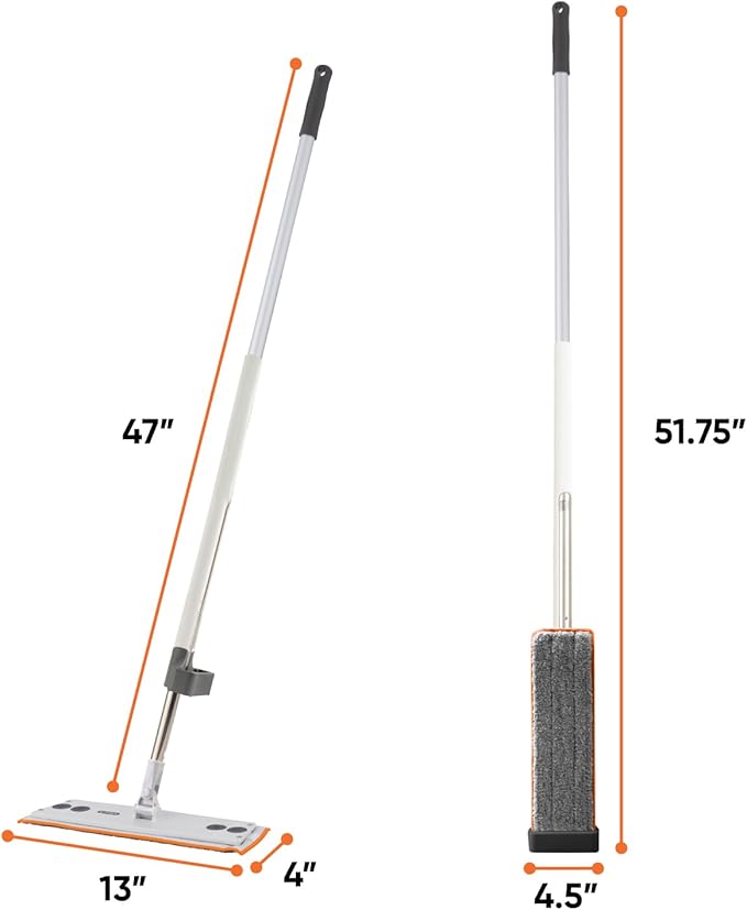 Superio 2 Pack Self-Wringing Microfiber Cleaning Mop, Hands-Free Miracle Flat Mop with Wringing Blade for Home, Kitchen, Bathroom - Hardwood, Laminate, Tile