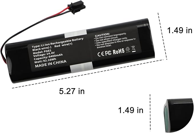 Battery Replacement for Eufy RoboVac X8, X8 Pro Series RoboVac X8 T226X,RoboVac X8 Hybrid White,RoboVac X8 Pro SES Self-Empty Station Robot Vacuum Cleaner Part Number: PA61 14.4V 6400mAh 92.16Wh Black