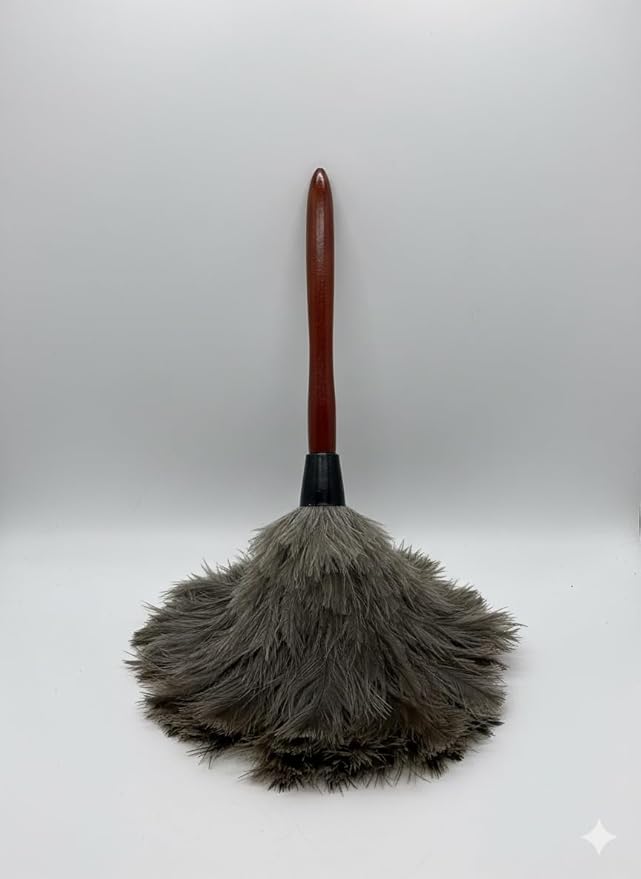 AAYU Feather Duster (36cm) 14.5 inch for Home Cleaning | Soft-Feather Moping and car dusting| Eco-Friendly Genuine Ostrich Dusters with Wooden Handle Easy to Clean Reuse