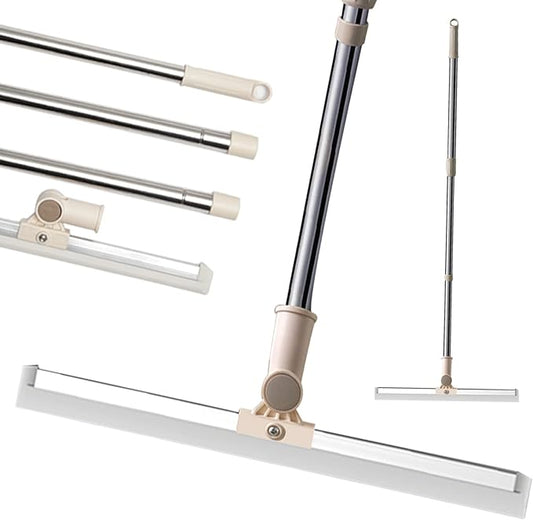 Floor Squeegee 65" Long Handles Adjustable Telescopic Pole Heavy Duty Broom 20" Apply to Shower Bathroom Kitchen Home Garage Tile Pet Hair Fur Floor Marble Glass Door Window Cleaning