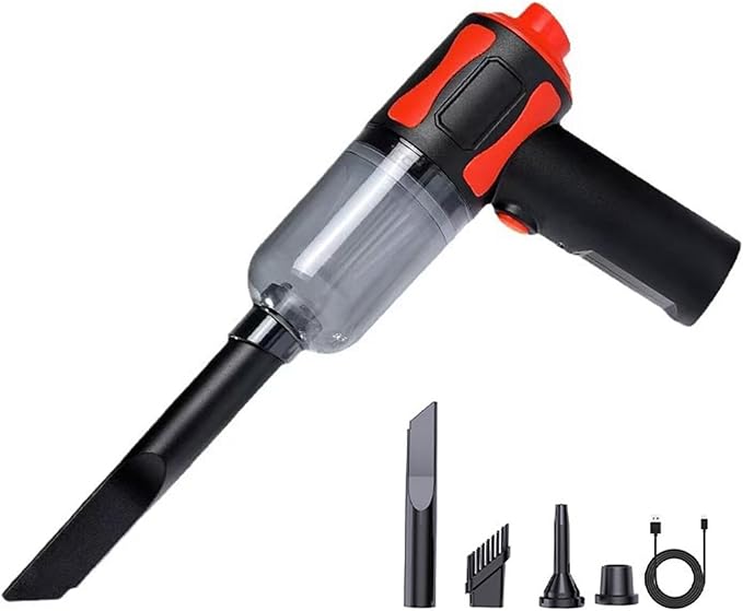 BGGJJ Car Vacuum Portable Cordless, Handheld Vacuum with Cordless with 30Mins Rechargeable Battery, 90W High Power, Small Handheld Vacuum for Car, Home, Pet Cleaning,Office.(BlackOrange)