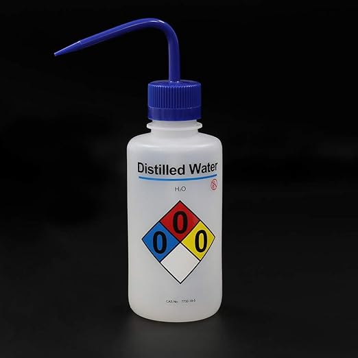 ULAB Scientific Wash Bottle Set, 1 of Each for Self-Venting Safety Wash Bottles of Distilled Water and Acetone, Vol.500ml, LDPE Material, 1pc of General Wide-Mouth wash Bottle, LDPE Material