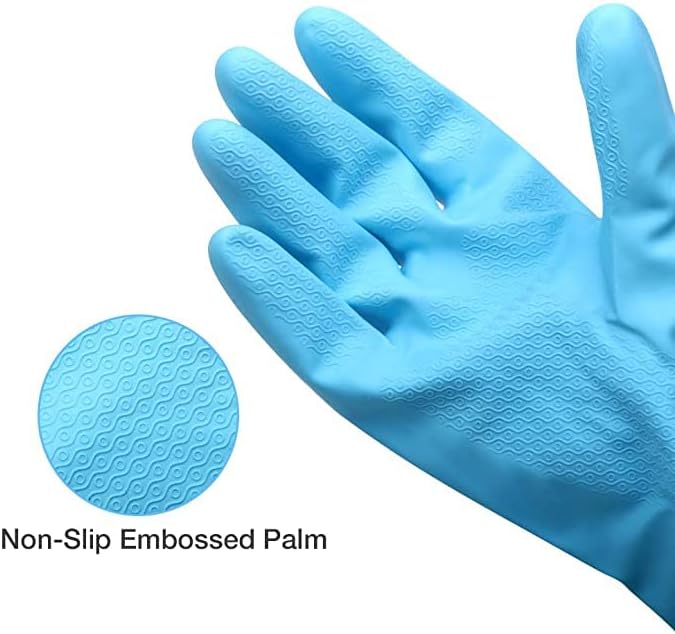 Alimat PluS 2 Pack Reusable Cleaning Gloves Latex Free, Dishwashing Gloves with Cotton Flock Liner and Embossed Palm, Waterproof Household Gloves for Laundry, Gardening（Medium）