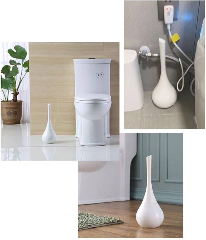 AORTULL White Bathroom Decor Toilet Brush and Holder Set,Modern Toilet Bowl Brush Household Cleaning Brush for Bathtub