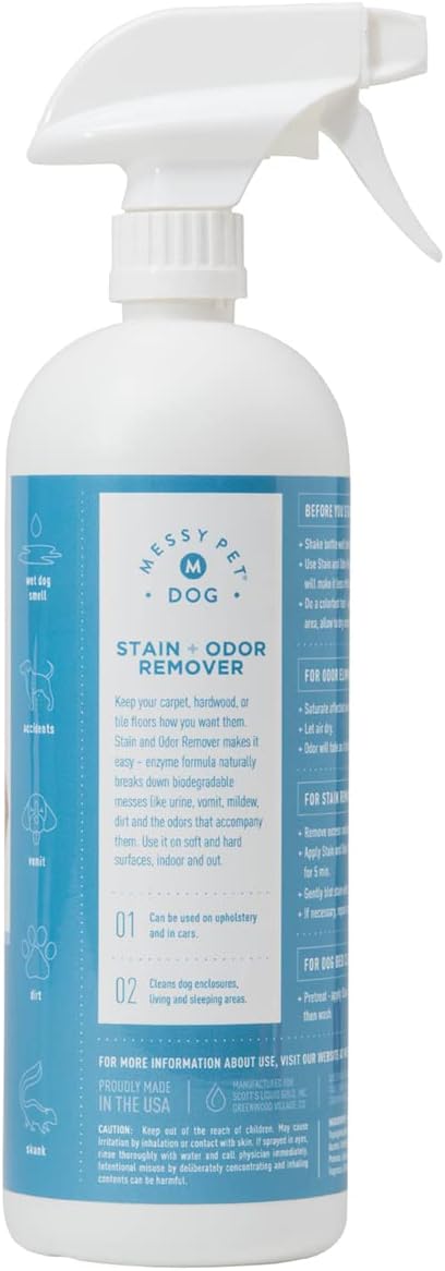 Messy Pet Dog Stain and Odor Remover – Carpet Stain Remover and Pet Odor Eliminator, Safe for Dogs & Puppies - 27.05 fl oz