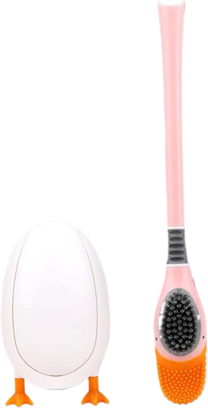 Cute Toilet Brush, Soft Elastic Silicone Toilet Brush, Diving Duck with Holder, Wall Mounted Scrubber for Bathroom