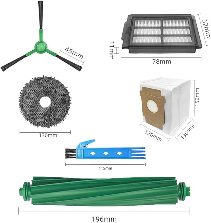 Theresa Hay Replacement Parts for iRobot Roomba Plus 405 Combo & 505 Combo Robot Vacuum Cleaner Accessories Kit 22 Packs 2 Main Brushes, 4 Filters, 6 Side Brushes, 4 Mop Cloths, 6 Bags