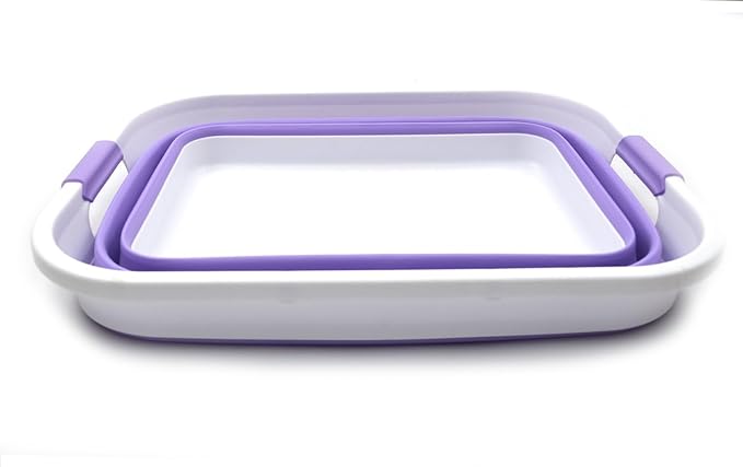 SAMMART 41L (10.8 gallon) Collapsible Plastic Laundry Basket-Foldable Pop Up Storage Container/Organizer-Portable Washing Tub-Space Saving, Water capacity: 32L (8.4 gallon) (Rectangular, Lt. Purple)