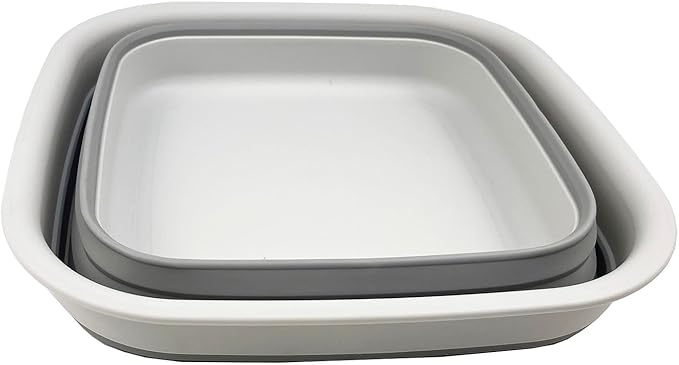 SAMMART 8L (2.1 Gallon) Collapsible Tub - Foldable Dish Tub - Portable Washing Basin - Space Saving Plastic Washtub (Grey)