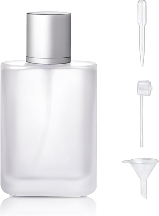50ml/1.7 Oz Frosted Glass Spray Bottle Perfume Atomizer,Refillable Perfume Spray Bottle Perfume Bottles Empty with 3 Kinds of Perfume Dispenser (Frosted Glass 50ml)