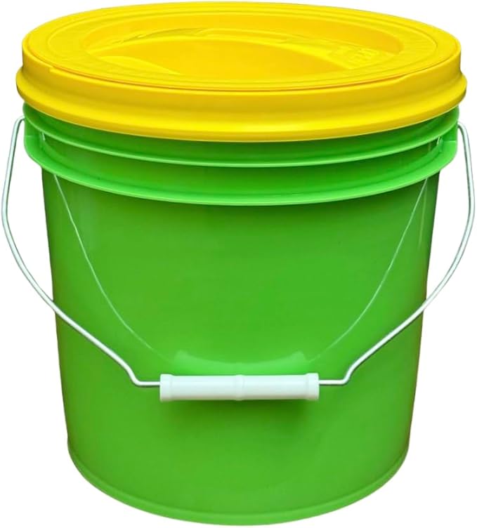 House Naturals 2 Gallon Food Grade - BPA Free Made in USA Buckets Lime Color pails with Screw On Gasket Lids (1, Lime - Yellow lids)