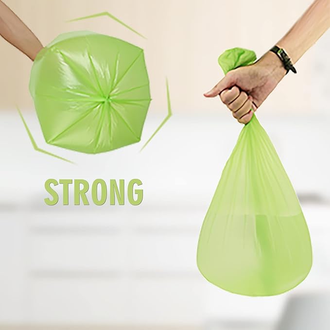 Compostable Trash Bags 2 Gallon - Inwaysin Bulk Mini Rubbish Waste Can Liners Unscented Strong Thick Biodegradable Tiny Kitchen Garbage Bags for Bathroom Office (Clear Green, 100 Counts)