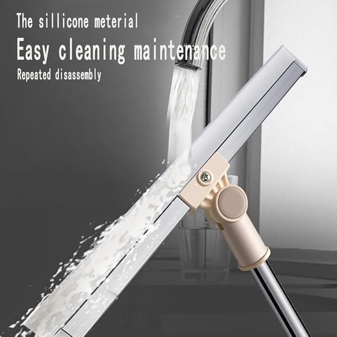 Floor Squeegee 65" Long Handles Adjustable Telescopic Pole Heavy Duty Broom 20" Apply to Shower Bathroom Kitchen Home Garage Tile Pet Hair Fur Floor Marble Glass Door Window Cleaning