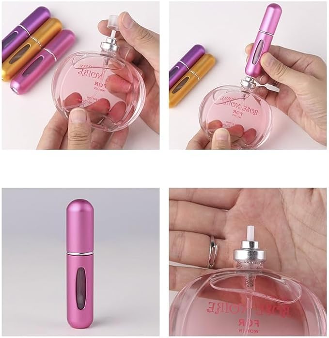 Portable Perfume Storage Bottle Refillable atomizer spray compact travel size up to 70 sprays easy refill fine mist TSA approved leak proof (Rose Red)