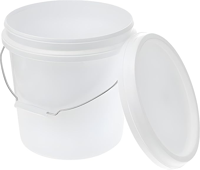 ATERET 2 Gallon White Bucket & Lid - All Purpose Pail with Lids - Food Grade - Made in USA - BPA Free Plastic (3 Pack)