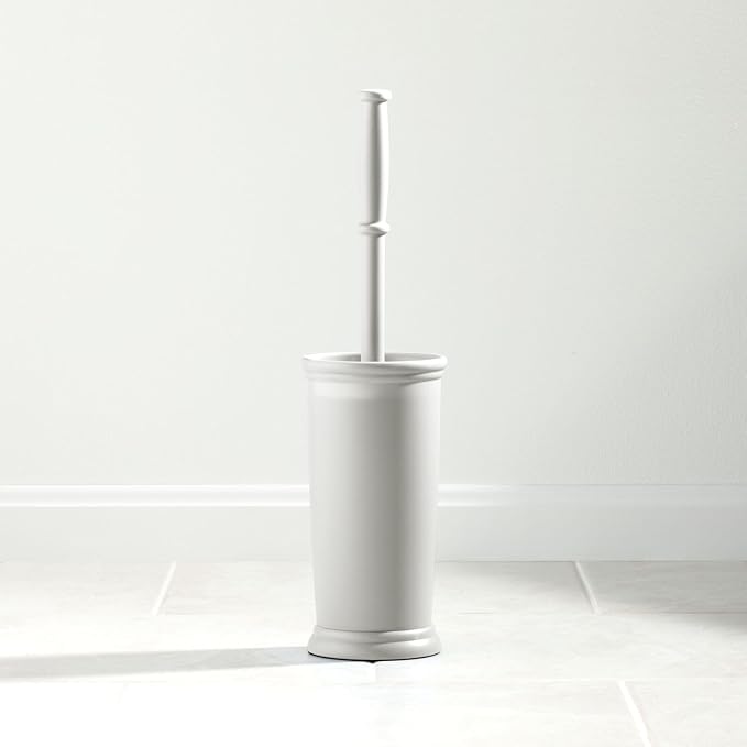 mDesign Toilet Bowl Brush and Holder - Covered Bathroom Toilet Brush - Standing Toilet Bowl Scrubber in Modern Holder - Space Saving, Deep Cleaning Brush for Toilet - Hyde Collection - Light Gray