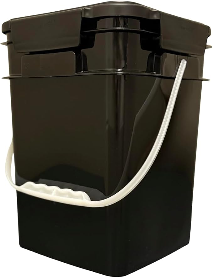 House Naturals 4 Gallon Square Buckets with lids- Made in USA Container- Pack of 10 (Black - Black lids)
