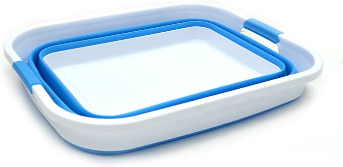 SAMMART 41L (10.8 gallon) Collapsible Plastic Laundry Basket - Foldable Pop Up Storage Container/Organizer - Portable Washing Tub - Space Saving Hamper/Basket (Rectangular, Sky Blue)