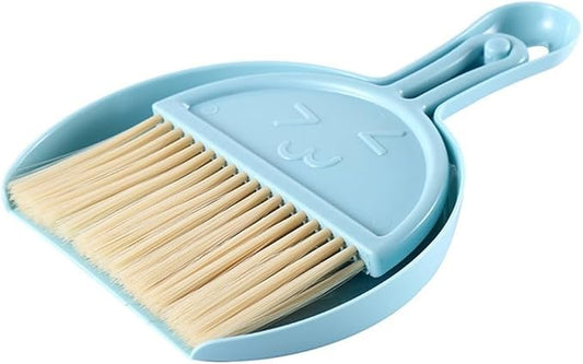 Sleek Mini Broom Set with Dustpan Great for Removing Dirt from Keyboards, Pet Areas, and More (blue)