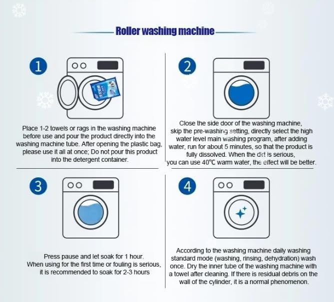 Powerful Stain Remover Washer Tank Cleaner, Washing Machine Deep Cleaner Front Loader Top Load, Heavy Duty Stubborn Stain Cleaner, Household Descaler For Drum, Tub & All Internal Parts (1PC)