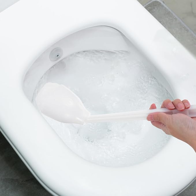 STOBAZA Long Handled Toilet Brush with Soft Silicone Bristles for Deep Cleaning Under Rim and Toilet Bowl Bathroom Accessory 15.35 Inch
