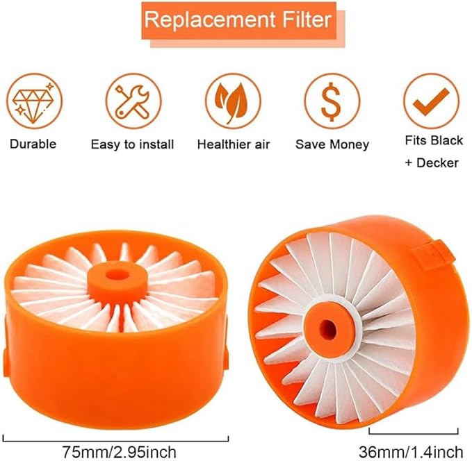 4 Pack Filter Element for BLACK+DECKER POWERSERIES Cordless Stick Vacuum Cleaner BSV2020G, BSV2020P # N665227, Compatible with Craftsman Filters, #N858184