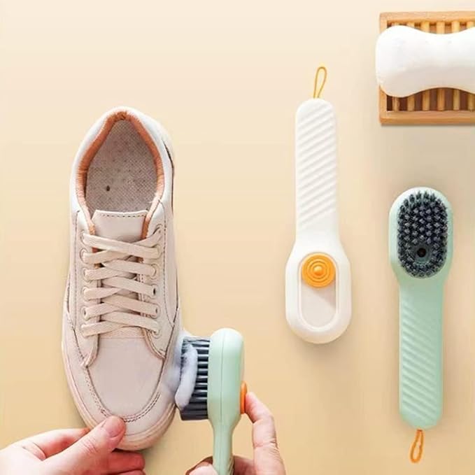 2 in 1 Multifunction Cleaning Brush, Multifunctional Cleaning Brush with Soap Dispenser, Liquid Filled laundry Brush, Household Cleaning Clothes Shoes Brush with Liquid Box (2pcsWhite)