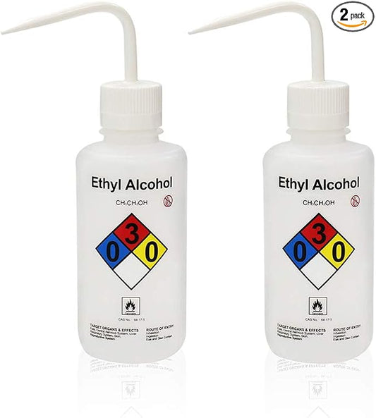 2pcs of Self-Venting Safety Wash Bottles, Vol.500ml 17oz, Ethyl Alcohol Wash Bottle, LDPE Material, LVM001