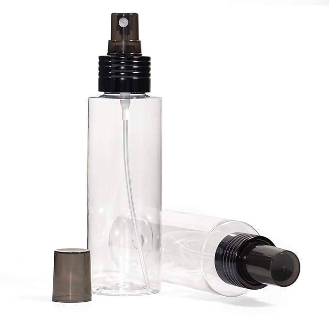 Yebeauty Empty Spray Bottles for Essential Oils, 3.4oz Refillable Clear Plastic Misting Spray Bottles Atomizer Fine Mister Spray Bottle for Beauty Products, Cleaning, Pack of 2