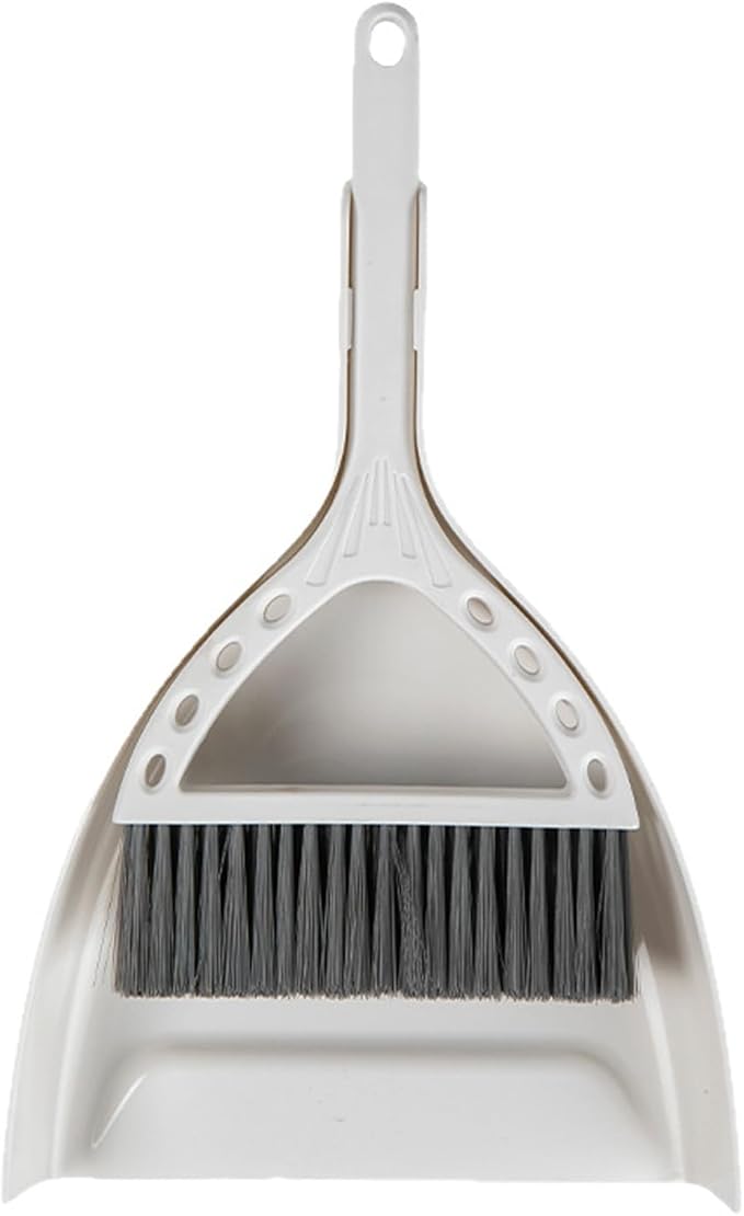 BSMstone Mini Broom and Dustpan Set Small Dust pan and Brush Set Perfect for Desk Office Camping Dorm RV Essentials (White)
