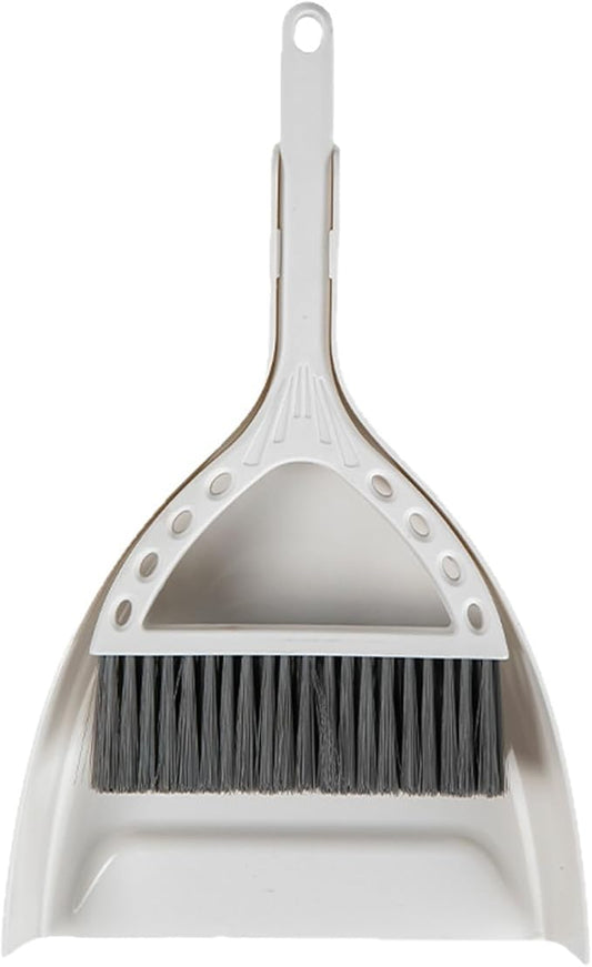 BSMstone Mini Broom and Dustpan Set Small Dust pan and Brush Set Perfect for Desk Office Camping Dorm RV Essentials (White)