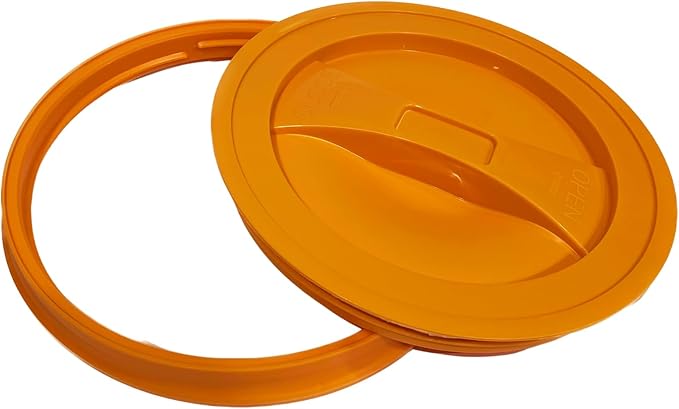 House Naturals 2 Gallon Purple Food Grade BPA Free Made in USA Bucket with Screw On Lid - Pack of 3 (Orange lids)
