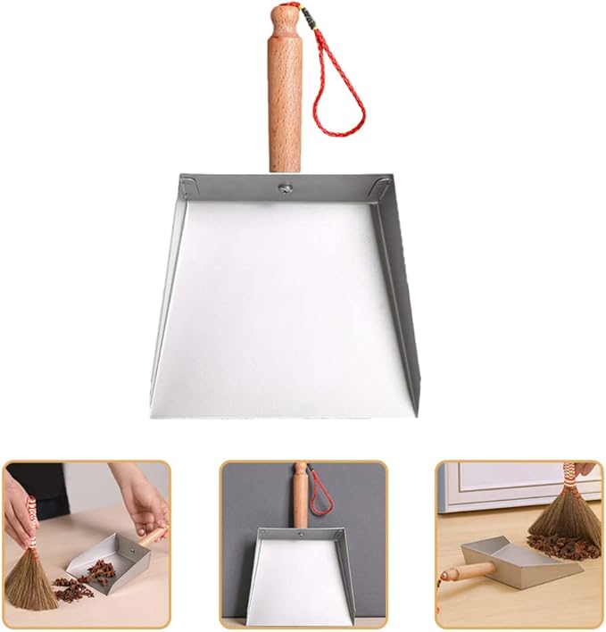 VOSAREA Mini Dustpan Stainless Steel Small Dustpan Portable Short Handle Compact Dust Pan for Workshop Table Desk Key Board