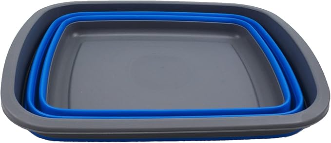 SAMMART 10L (2.6 Gallon) Collapsible Tub-Foldable Dish Tub-Portable Washing Basin-Space Saving Plastic Washtub (Dark Grey/Blue, 1)