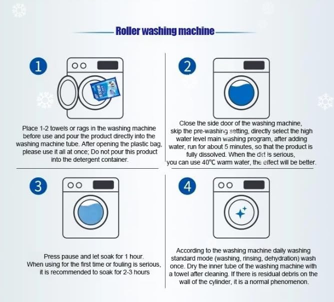 ATHNO Powerful Stain Remover Washer Tank Cleaner,Powder Washing Machine Cleaner,Top Load and Front Load Washers,Descaler for Drum,Tub & All Internal Parts (8PCS)