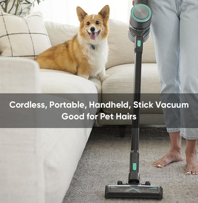 Wyze Cordless Vacuum S with 20Kpa Powerful Suction, Lightweight Stick with HEPA Filter, 300W Powerful Brushless Motor, 40mins Runtime for Home Hard Floor Carpet Pet Hair
