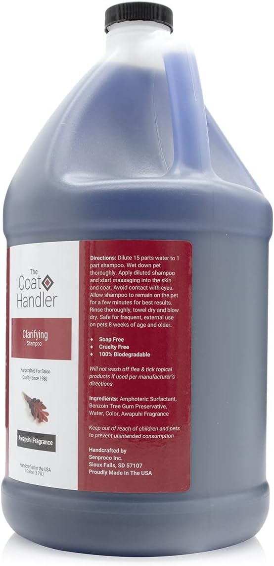 The Coat Handler Clarifying Dog Shampoo, 1 Gallon | All Natural Ingredients, Removes Stains and Dirt, Brightens All Coat Colors, Professional Grade Grooming Shampoo, Soap and Cruelty Free