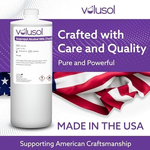 Volu-Sol Isopropyl Alcohol 99% (Isopropanol) - High Purity, USP - Kosher Grade IPA - 1 Gallon (128 oz) (4 Quarts) (4 Pack 32 oz) for Medical, Lab Equipment & Electronics, Clear Bottle