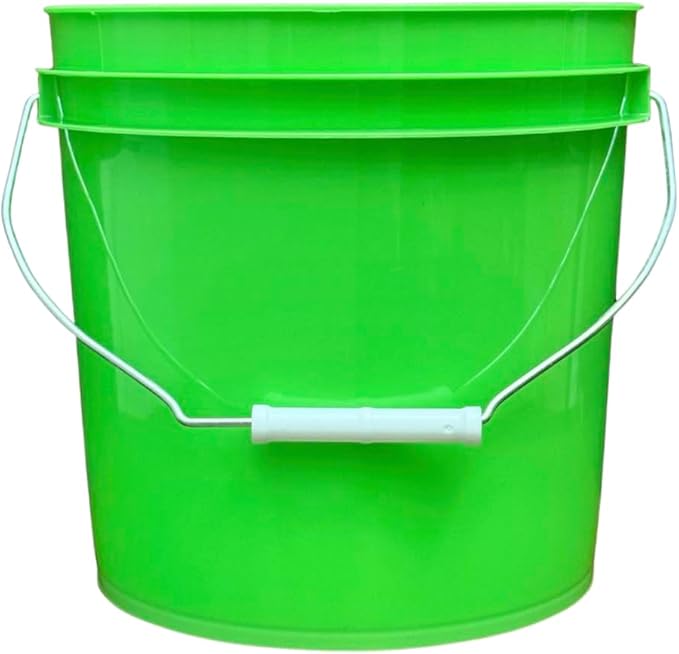 House Naturals 2 Gallon Food Grade - BPA Free Made in USA Buckets Lime Color pails with Screw On Gasket Lids (5, Lime - White lids)