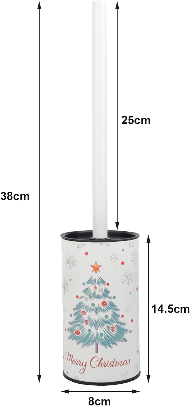 Toilet Brush and Holder Set, Stainless Steel, Round Base and Long Handle for Bathroom Deep Cleaning, Drip-Proof, Space Saving for Storag