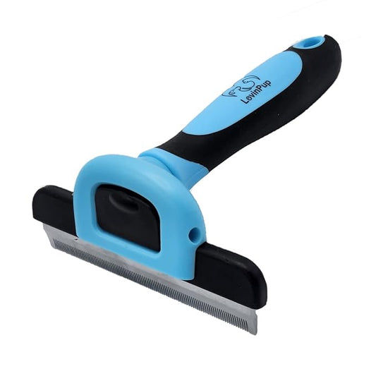 LOVINPUP Dog Grooming Brush, Professional Grooming Tool for Dogs, Deshedding Brush, Removes Tangles, Knots, Dead or Loose Hair, Removable Stainless Steel Comb, with Comfort Grip Handle